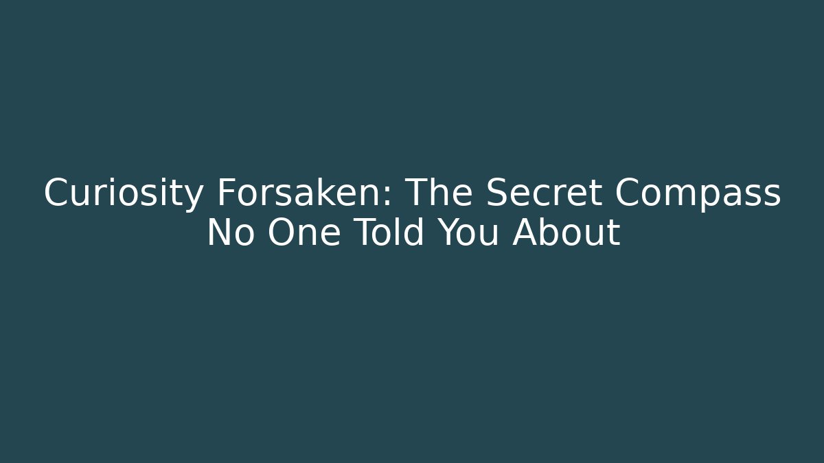 Curiosity Forsaken: The Secret Compass No One Told You About
