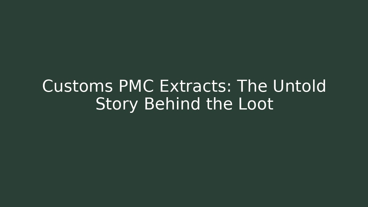 Customs PMC Extracts: The Untold Story Behind the Loot