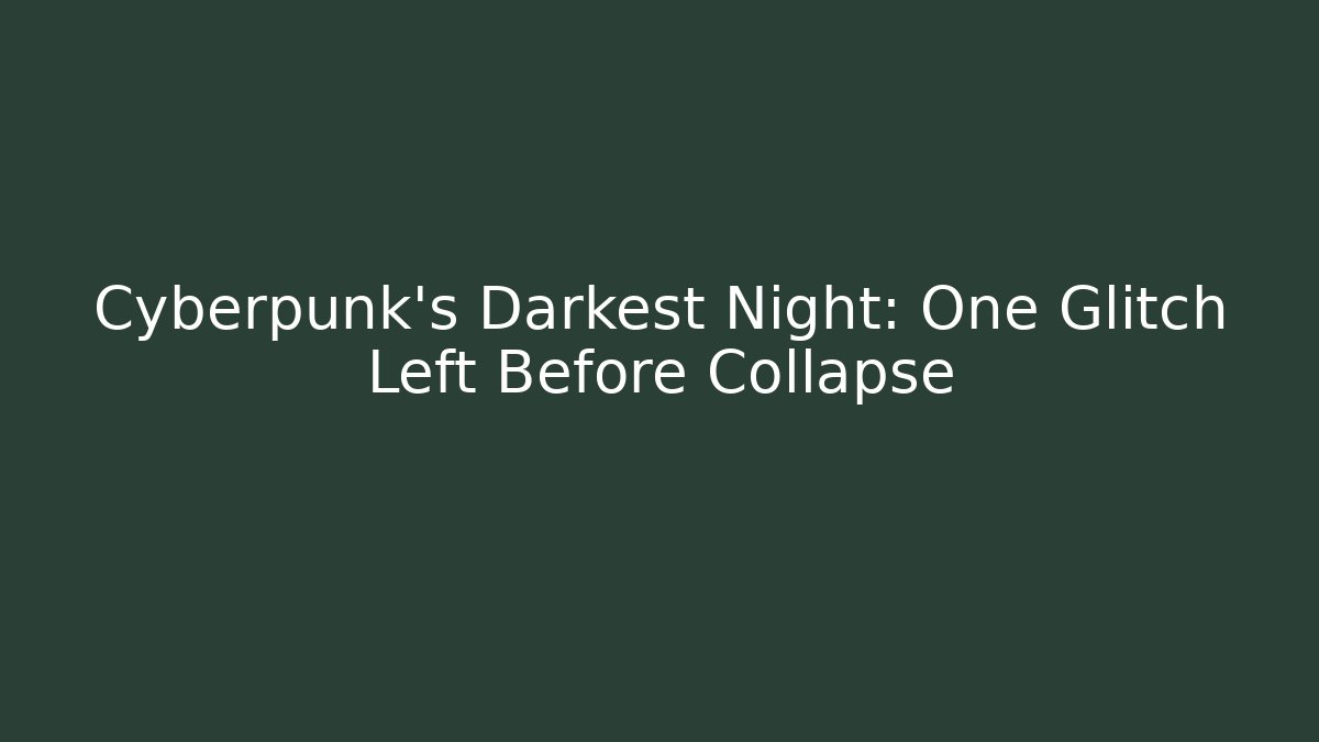 Cyberpunk's Darkest Night: One Glitch Left Before Collapse