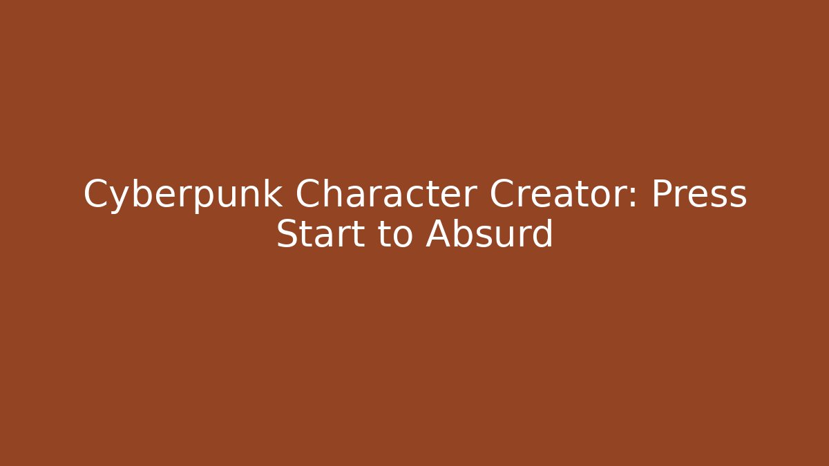 Cyberpunk Character Creator: Press Start to Absurd