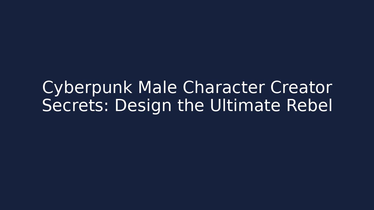 Cyberpunk Male Character Creator Secrets: Design the Ultimate Rebel