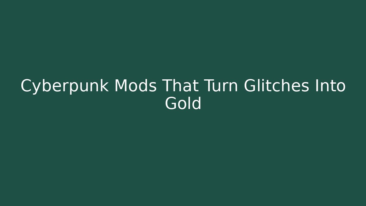 Cyberpunk Mods That Turn Glitches Into Gold