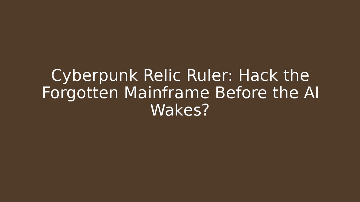 Cyberpunk Relic Ruler: Hack the Forgotten Mainframe Before the AI Wakes?