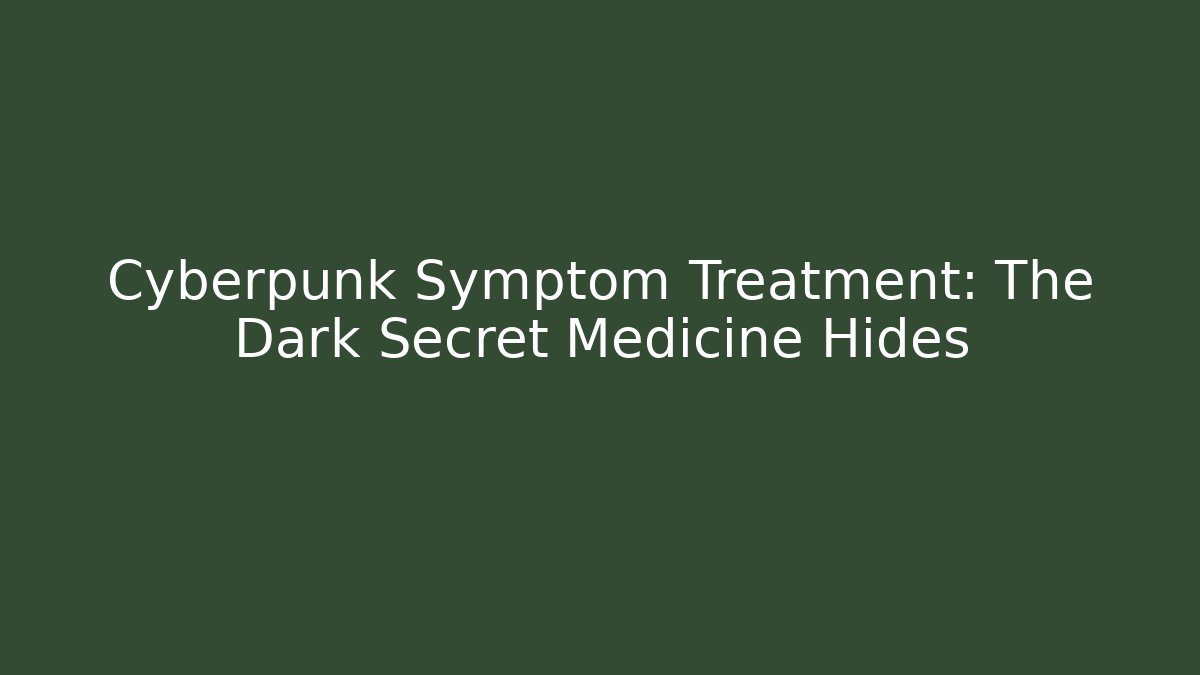 Cyberpunk Symptom Treatment: The Dark Secret Medicine Hides
