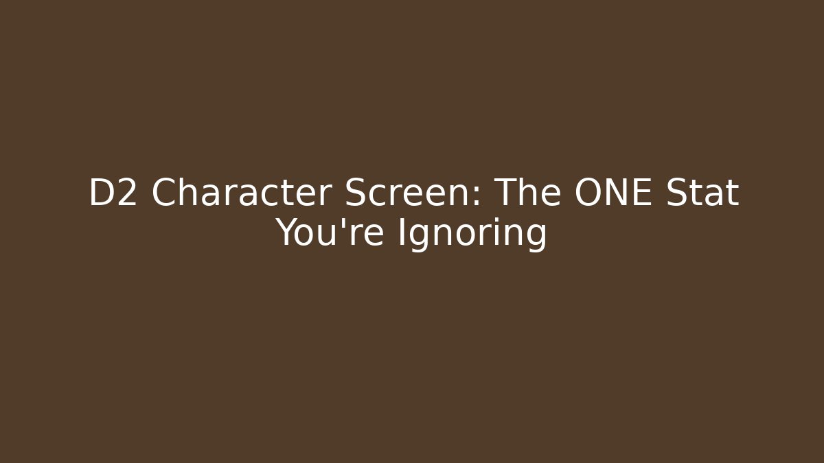 D2 Character Screen: The ONE Stat You're Ignoring