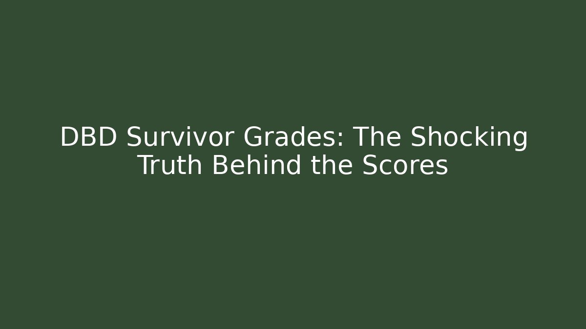 DBD Survivor Grades: The Shocking Truth Behind the Scores