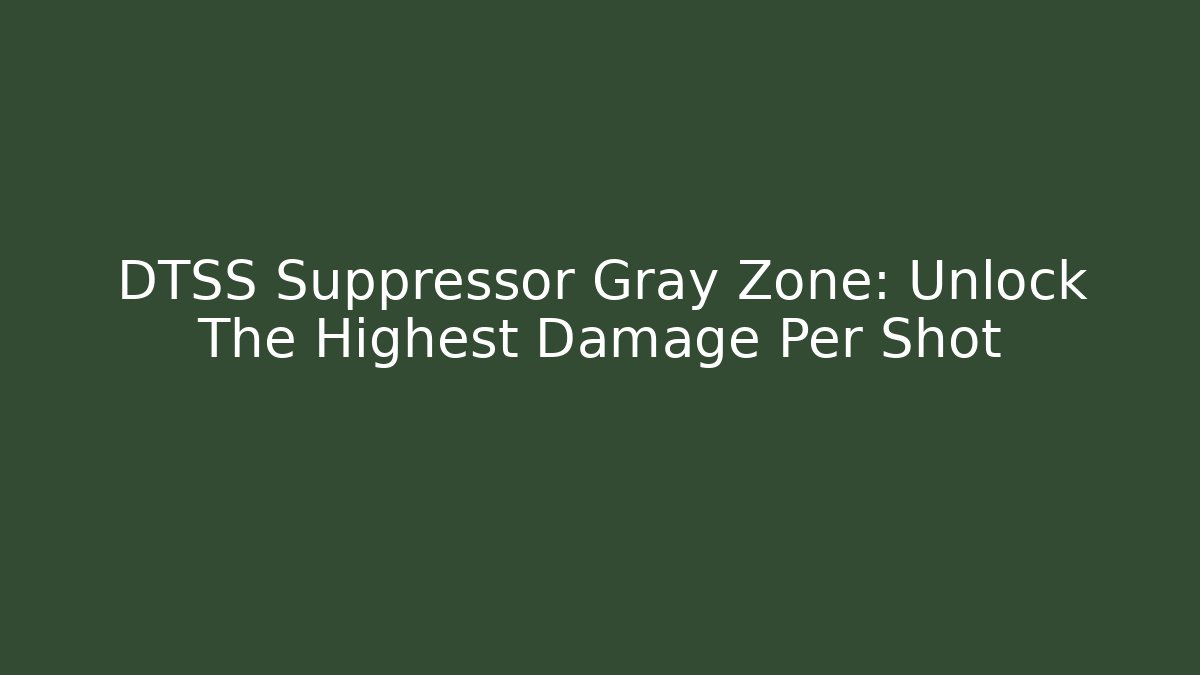 DTSS Suppressor Gray Zone: Unlock The Highest Damage Per Shot