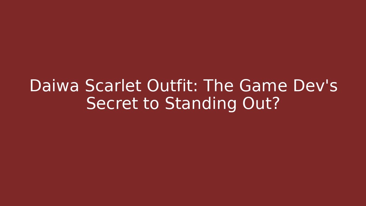 Daiwa Scarlet Outfit: The Game Dev’s Secret to Standing Out?