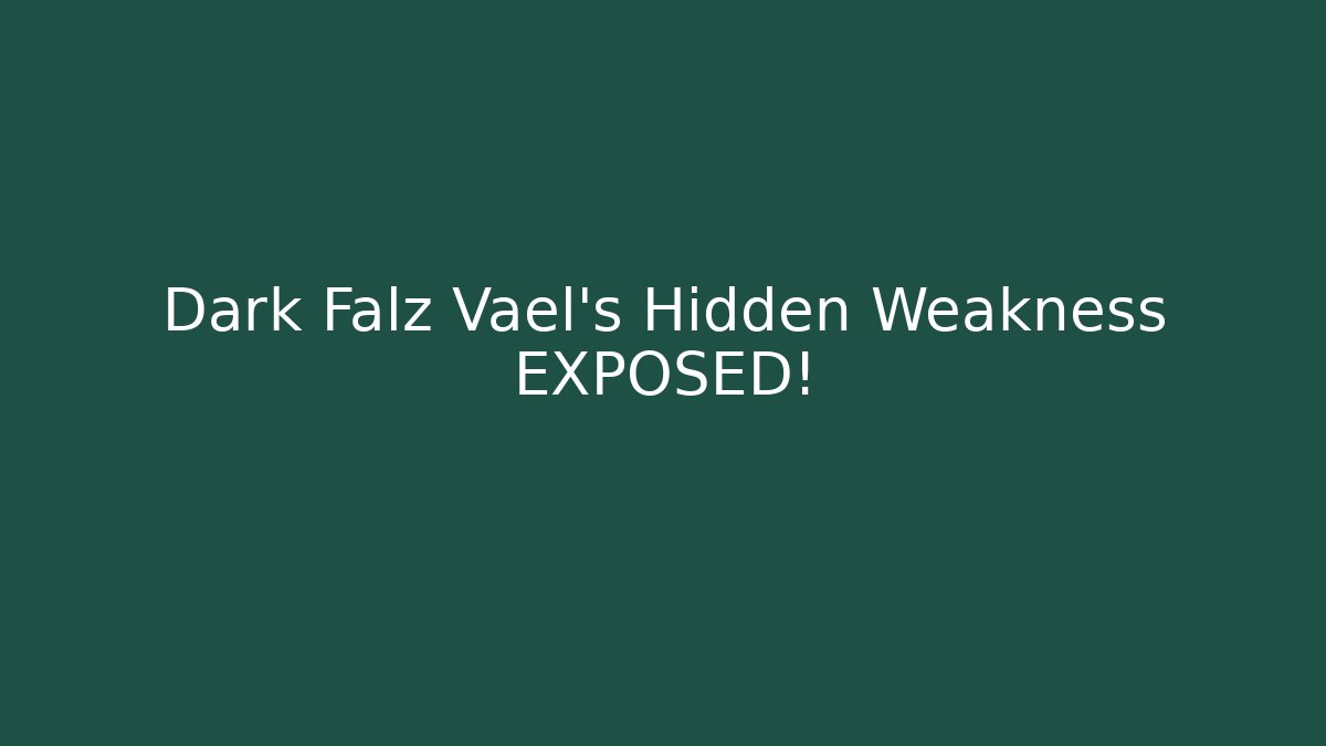 Dark Falz Vael's Hidden Weakness EXPOSED!