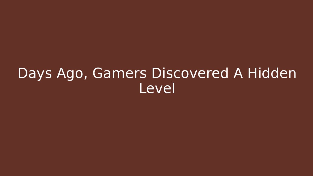 Days Ago, Gamers Discovered A Hidden Level - Critter Realm