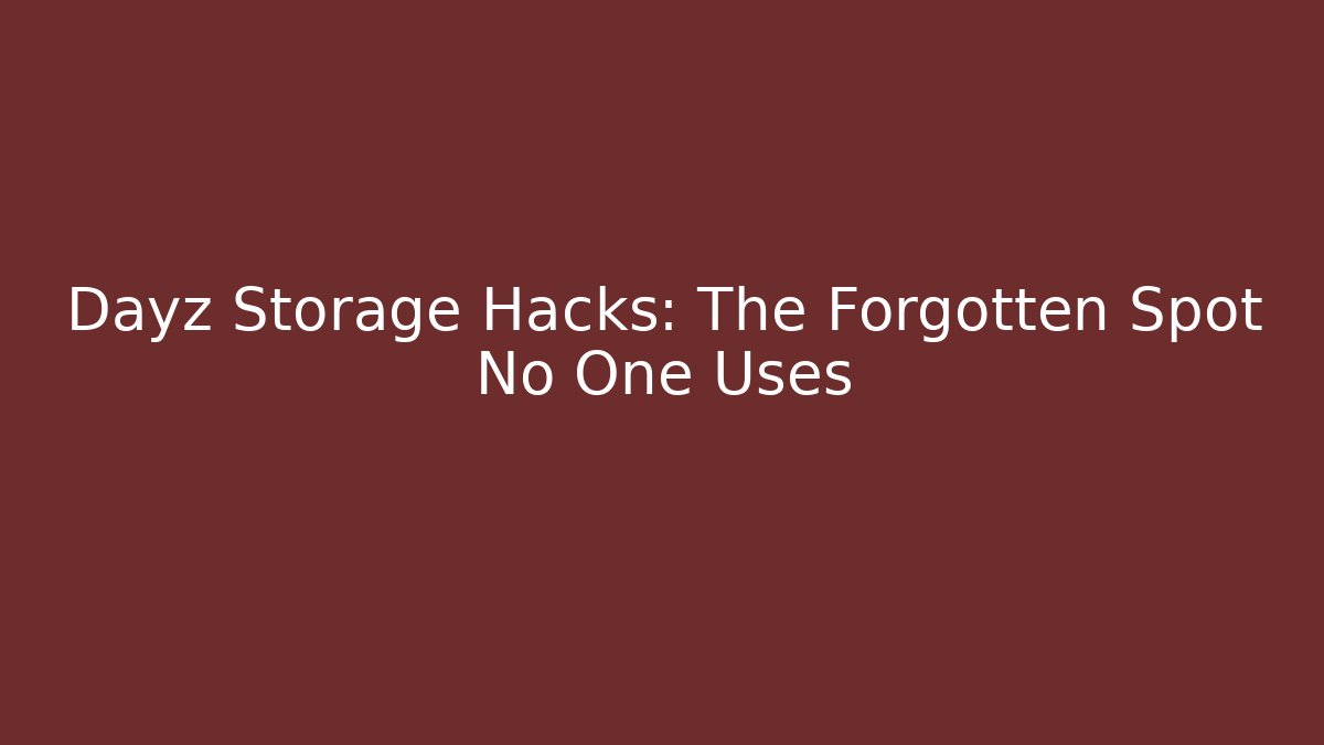 Dayz Storage Hacks: The Forgotten Spot No One Uses