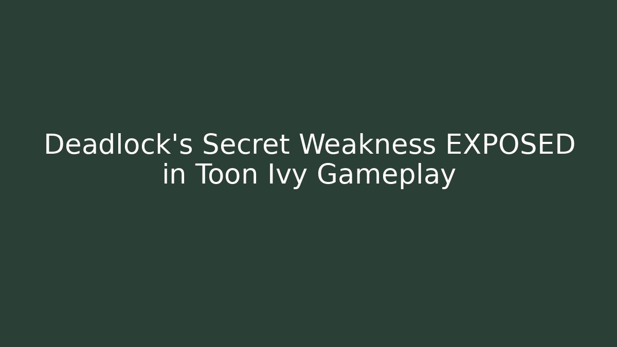 Deadlock's Secret Weakness EXPOSED in Toon Ivy Gameplay