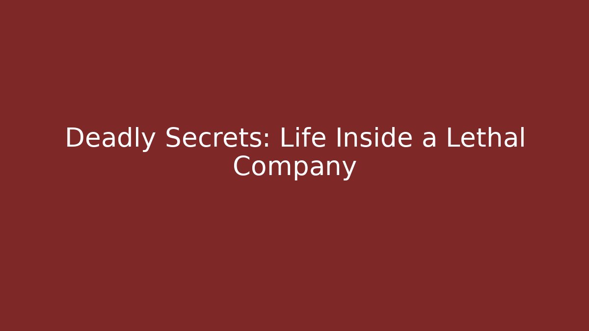 Deadly Secrets: Life Inside a Lethal Company