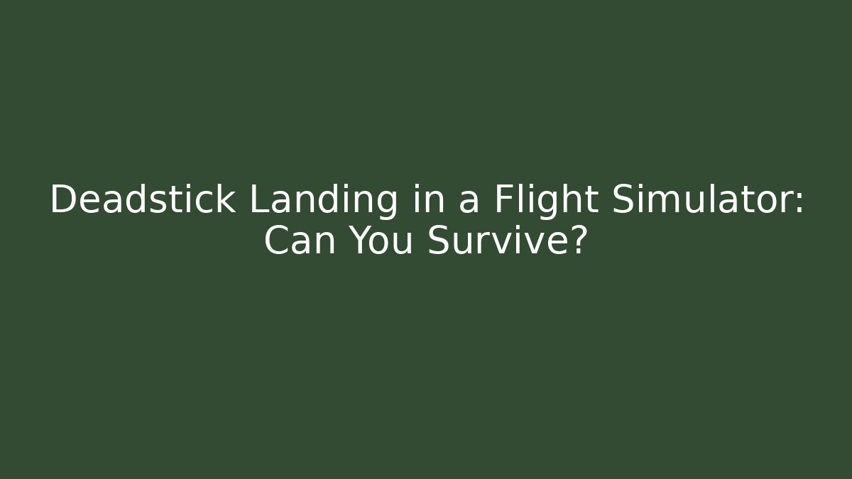 Deadstick Landing in a Flight Simulator: Can You Survive?