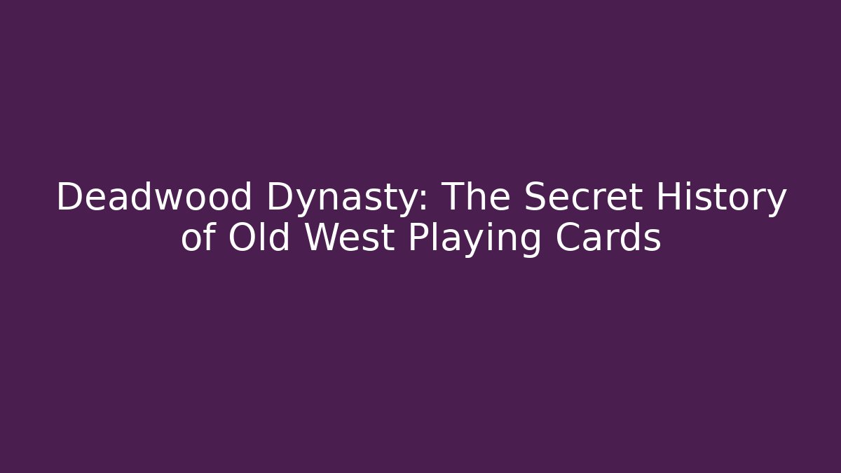 Deadwood Dynasty: The Secret History of Old West Playing Cards