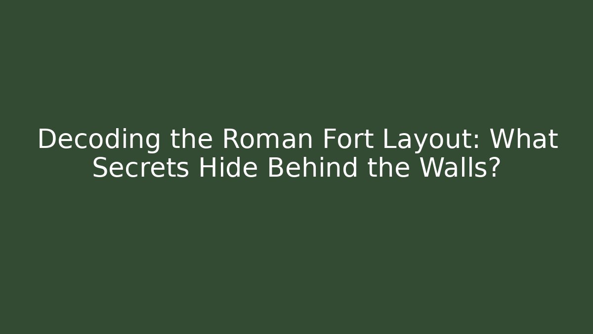 Decoding the Roman Fort Layout: What Secrets Hide Behind the Walls? - Critter Realm