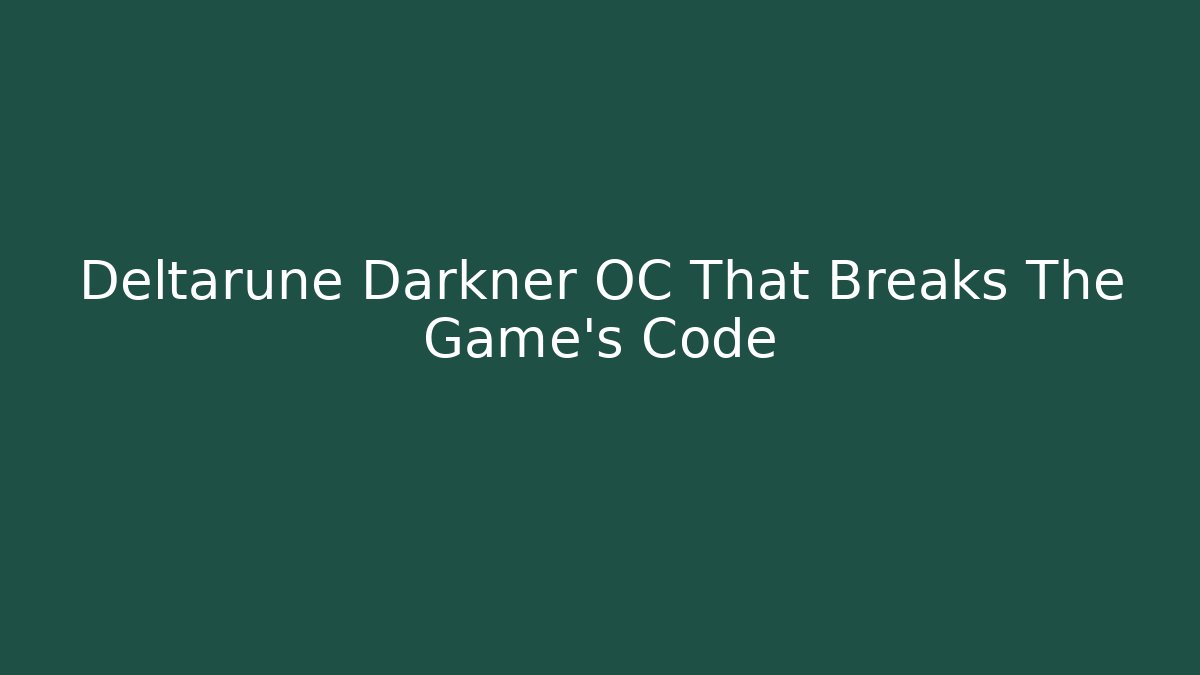 Deltarune Darkner OC That Breaks The Game’s Code - Critter Realm