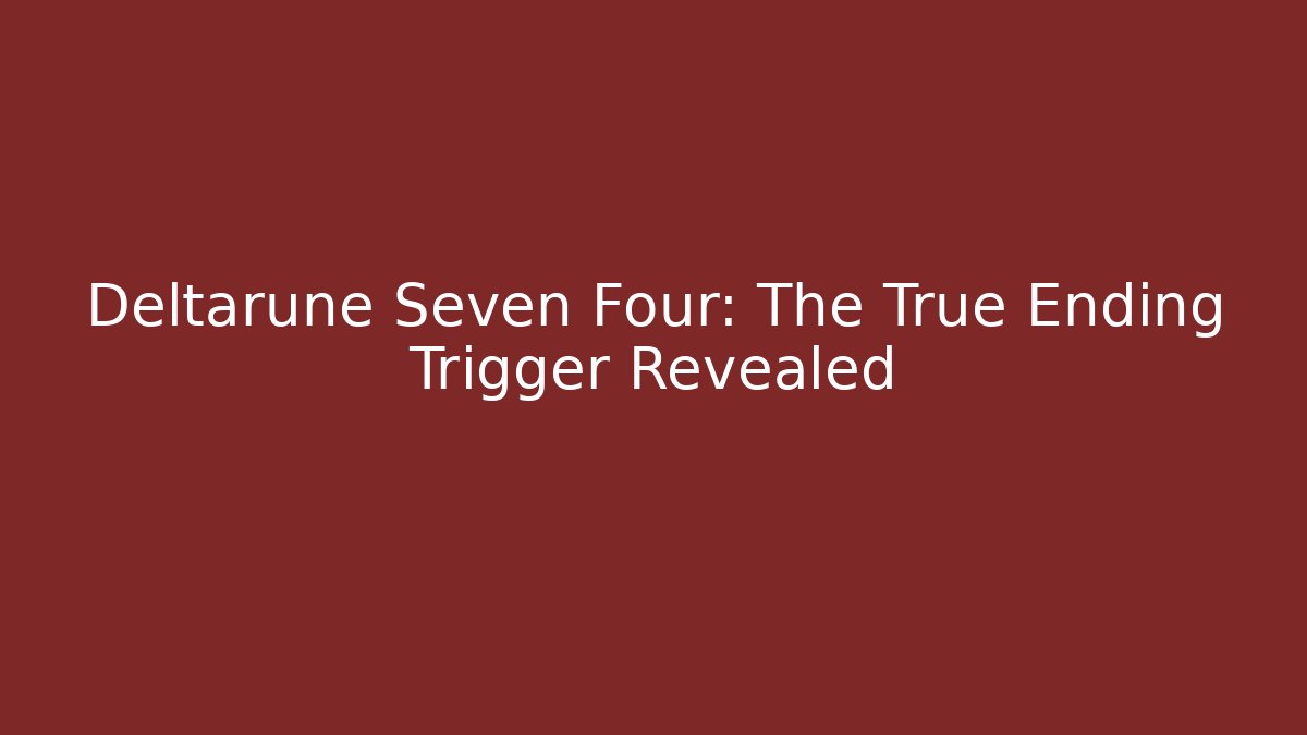 Deltarune Seven Four: The True Ending Trigger Revealed