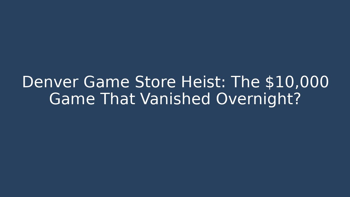 Denver Game Store Heist: The $10,000 Game That Vanished Overnight?