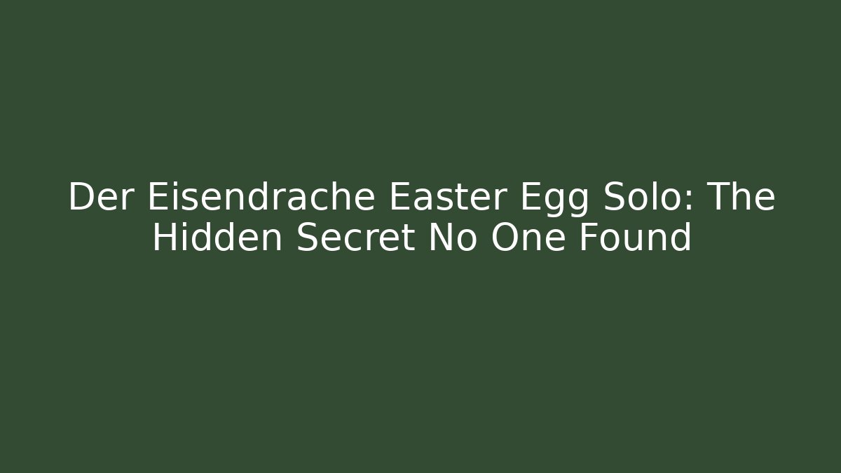 Der Eisendrache Easter Egg Solo: The Hidden Secret No One Found - Critter Realm