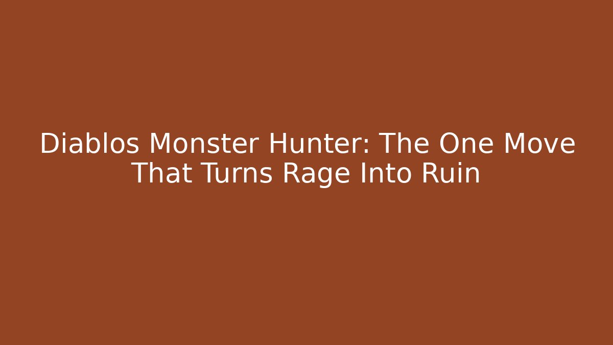 Diablos Monster Hunter: The One Move That Turns Rage Into Ruin