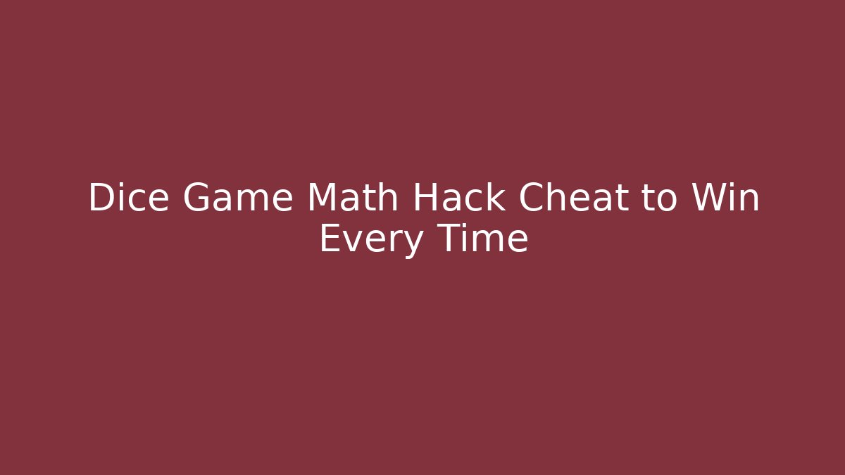 Dice Game Math Hack Cheat to Win Every Time