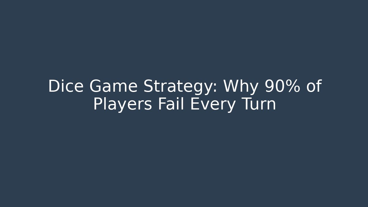 Dice Game Strategy: Why 90% of Players Fail Every Turn