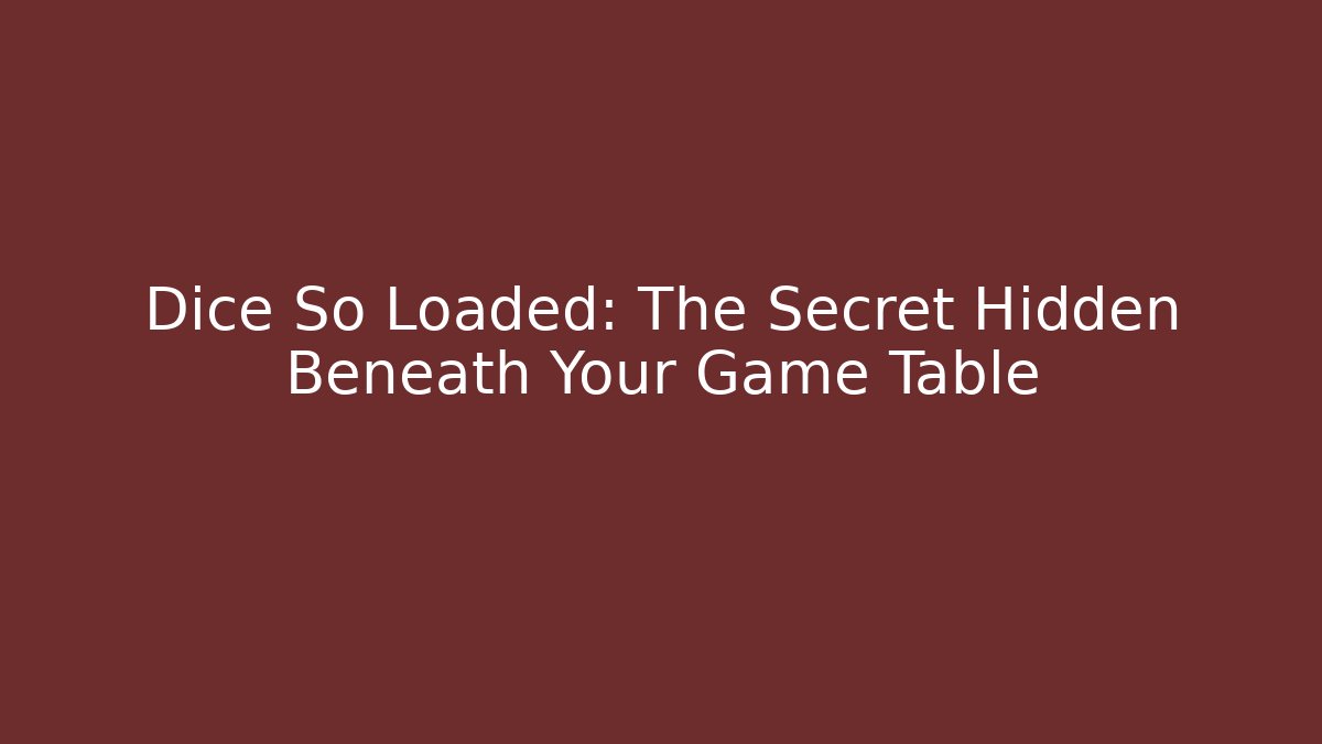 Dice So Loaded: The Secret Hidden Beneath Your Game Table
