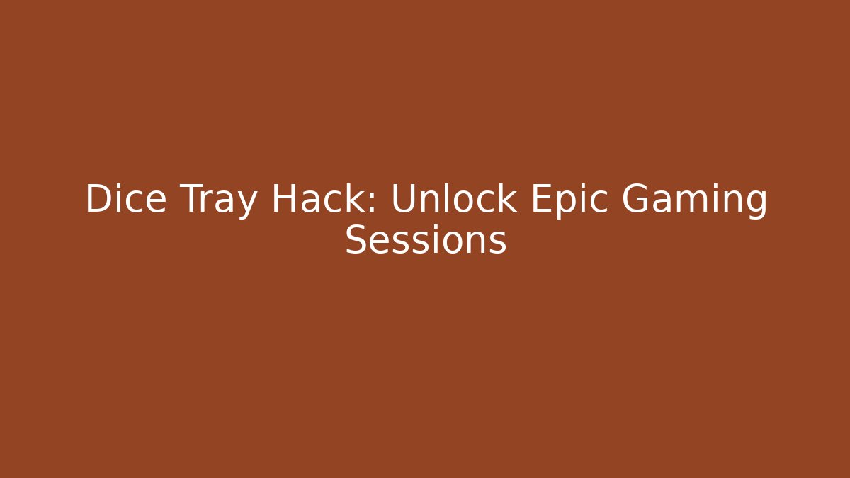 Dice Tray Hack: Unlock Epic Gaming Sessions