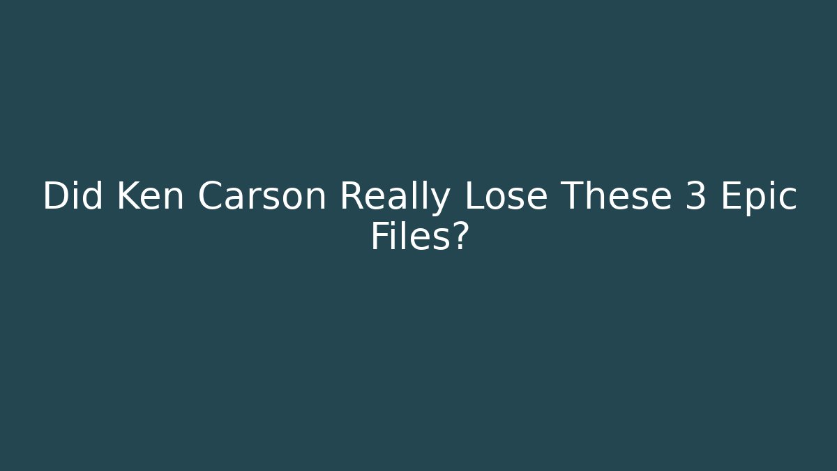 Did Ken Carson Really Lose These 3 Epic Files? - Critter Realm