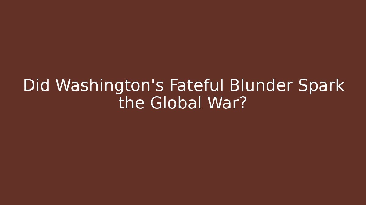 Did Washington's Fateful Blunder Spark the Global War?