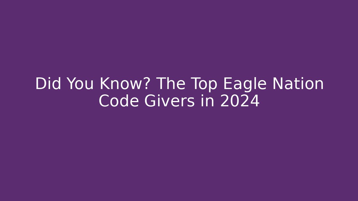 Did You Know? The Top Eagle Nation Code Givers in 2024 - Critter Realm