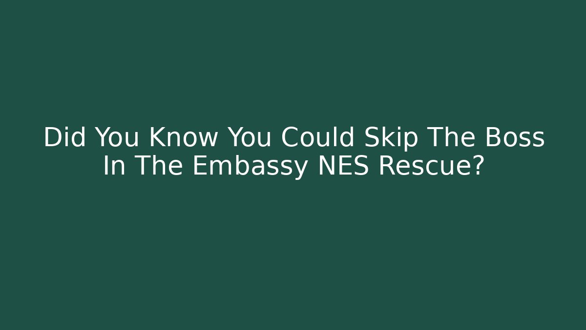 Did You Know You Could Skip The Boss In The Embassy NES Rescue?