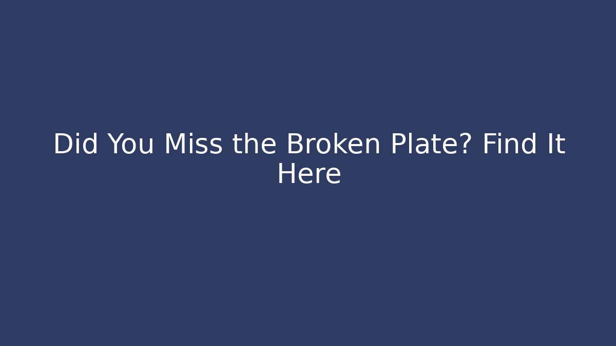 Did You Miss the Broken Plate? Find It Here