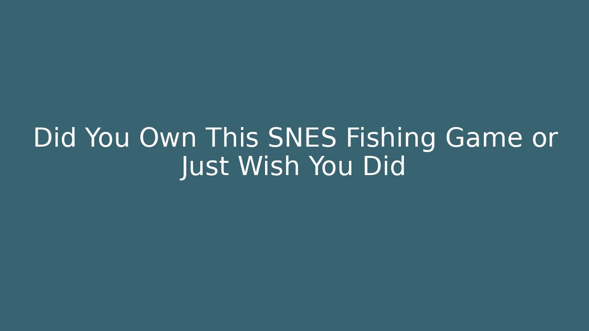 Did You Own This SNES Fishing Game or Just Wish You Did