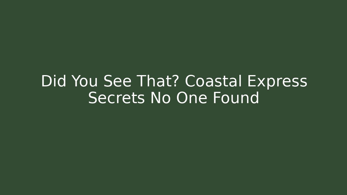Did You See That? Coastal Express Secrets No One Found