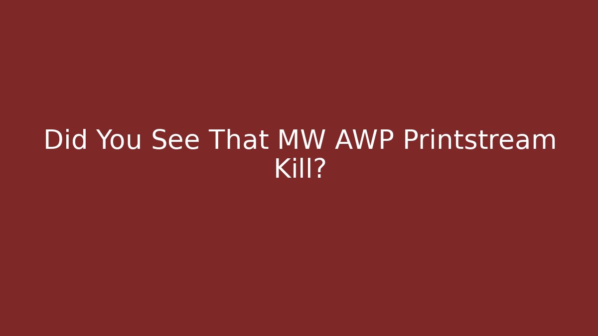 Did You See That MW AWP Printstream Kill?