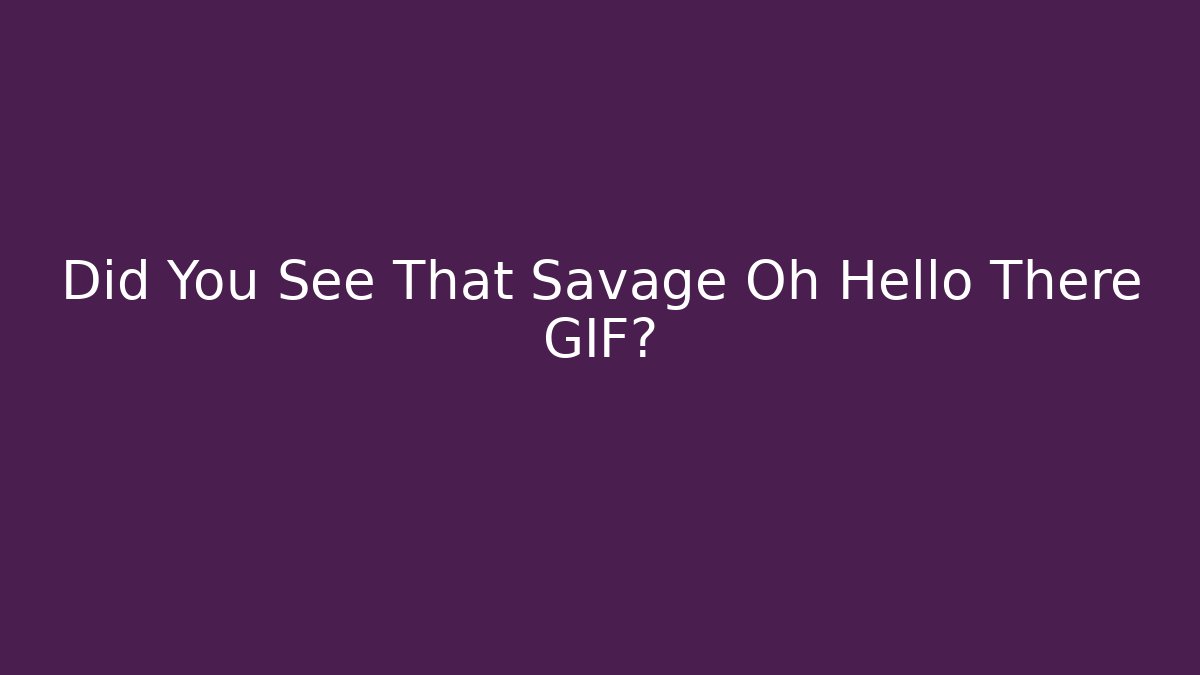 Did You See That Savage Oh Hello There GIF?