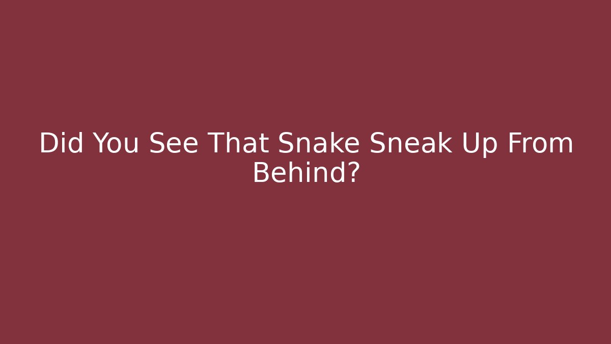 Did You See That Snake Sneak Up From Behind?