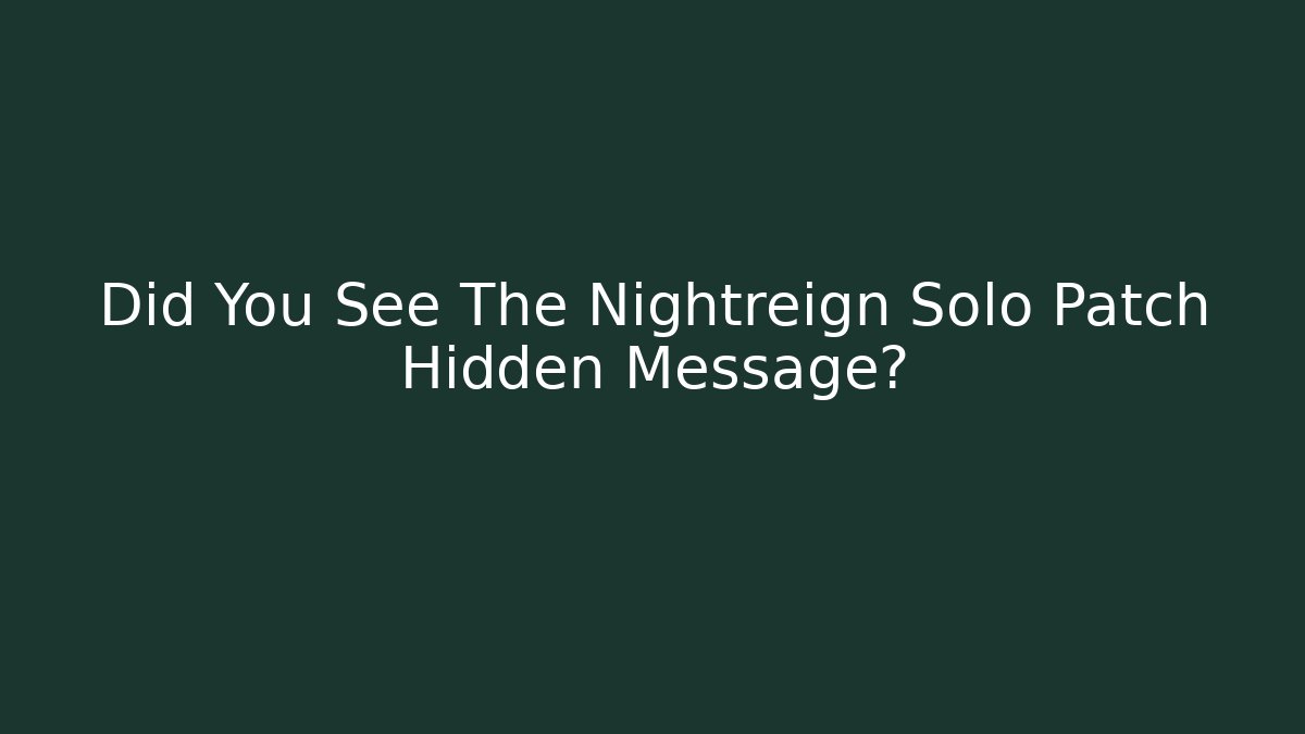 Did You See The Nightreign Solo Patch Hidden Message?