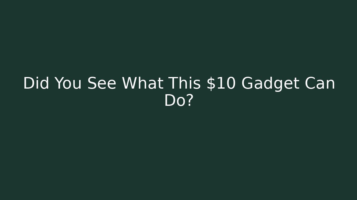 Did You See What This $10 Gadget Can Do?