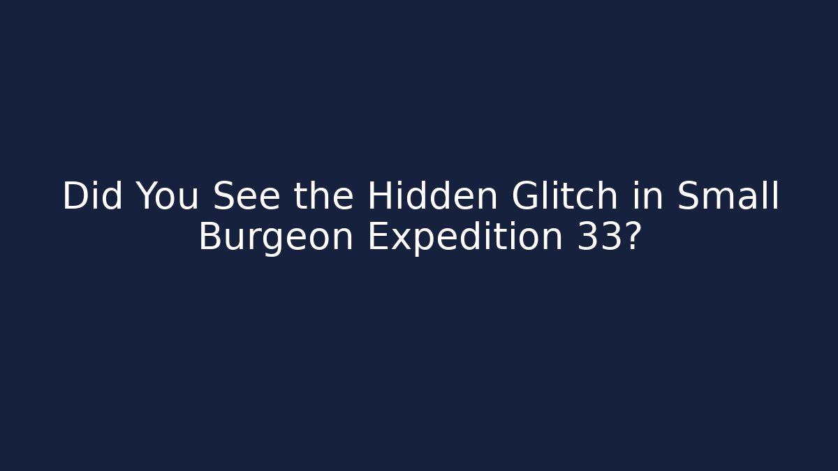 Did You See the Hidden Glitch in Small Burgeon Expedition 33?