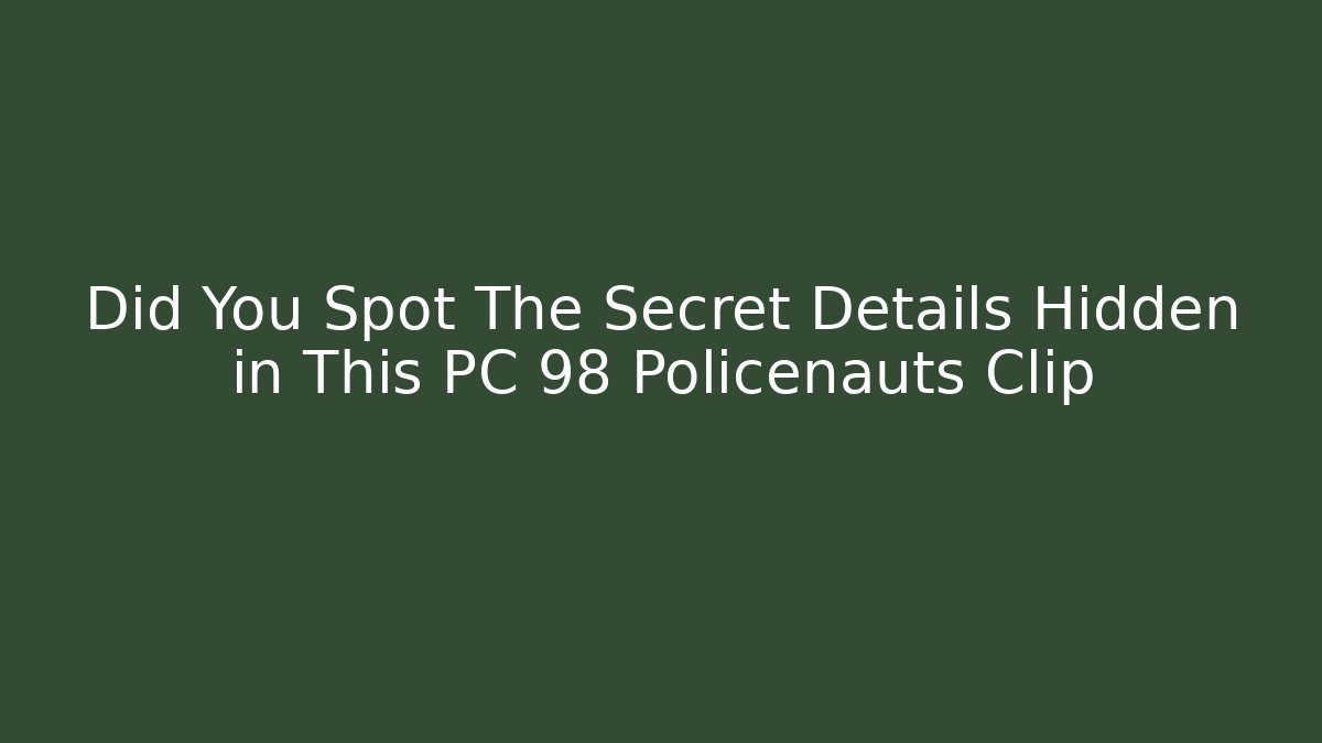 Did You Spot The Secret Details Hidden in This PC 98 Policenauts Clip