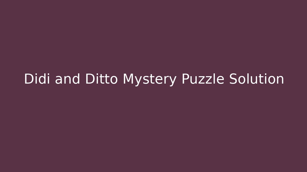 Didi and Ditto Mystery Puzzle Solution