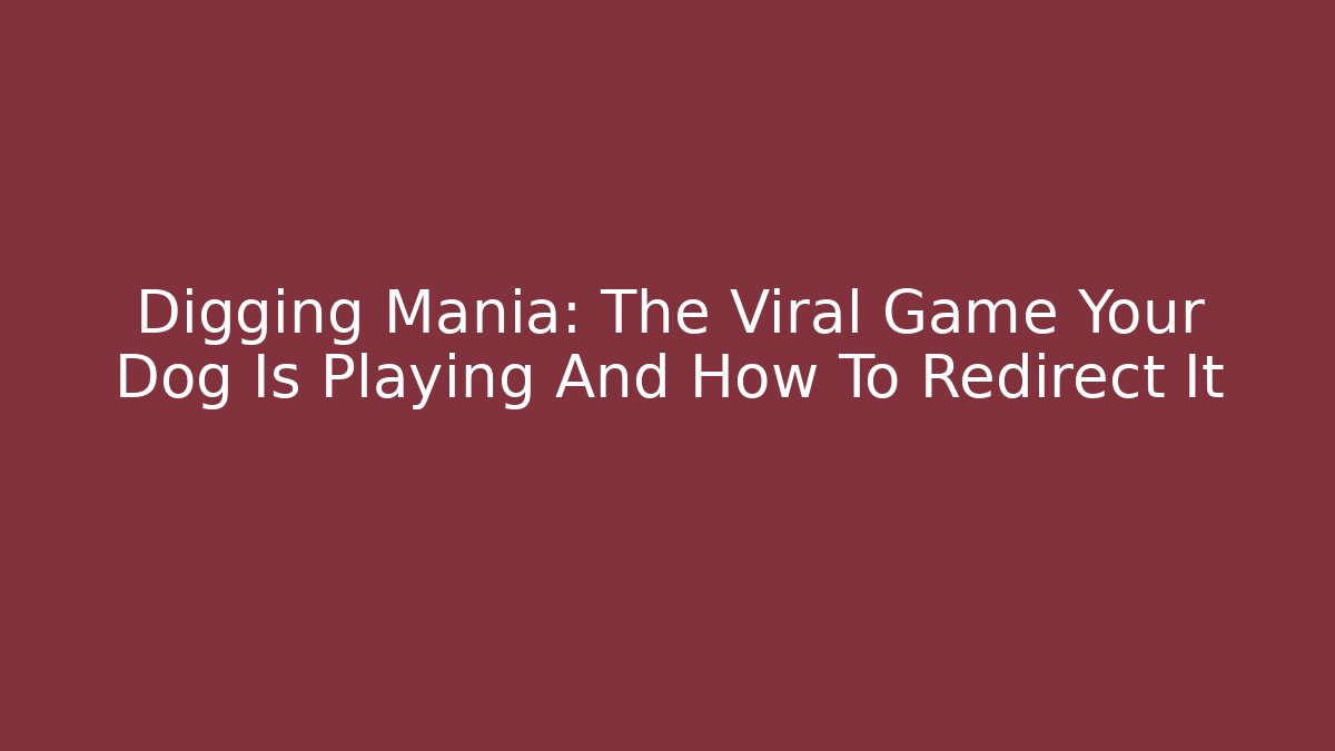 Digging Mania: The Viral Game Your Dog Is Playing And How To Redirect It