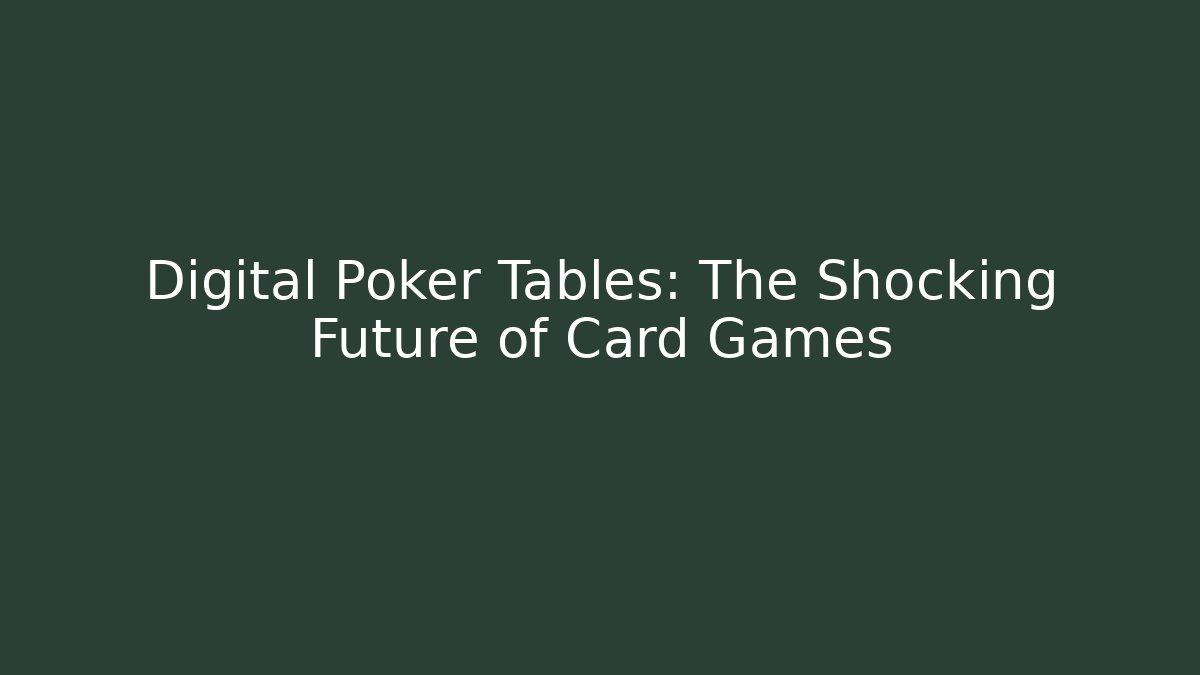 Digital Poker Tables: The Shocking Future of Card Games