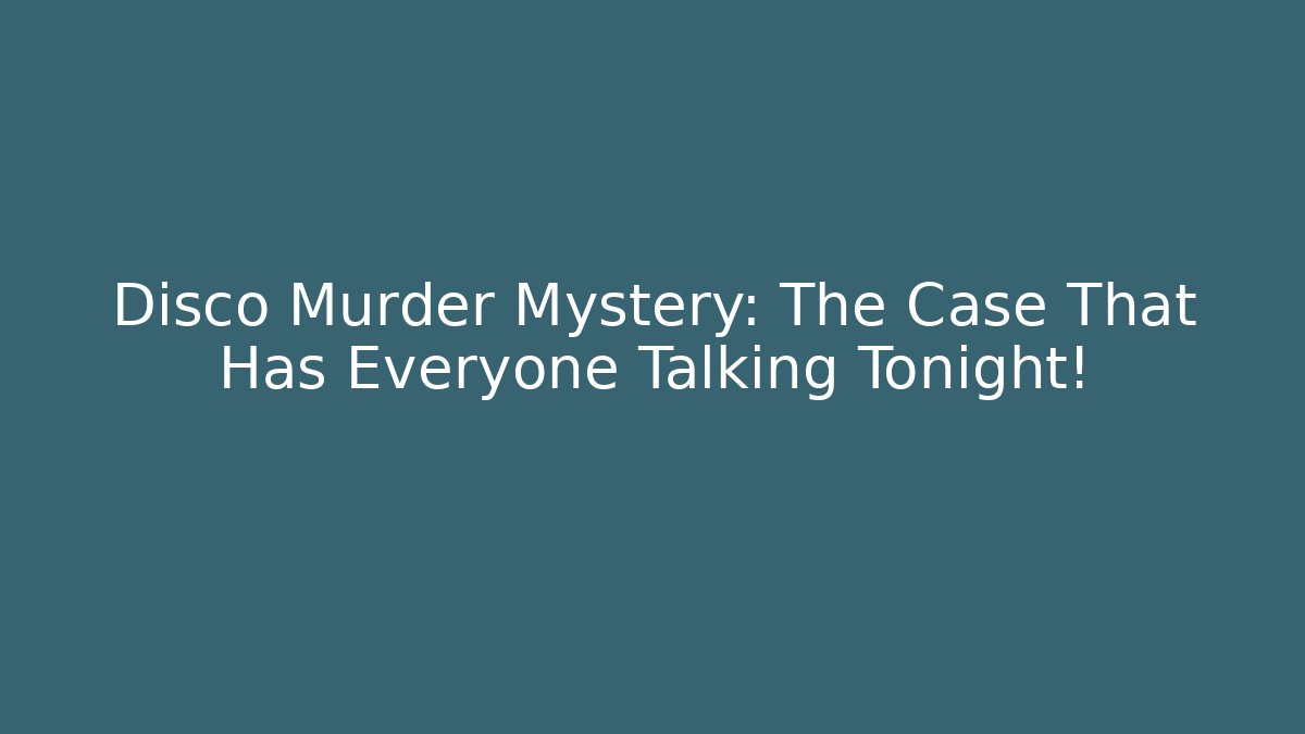 Disco Murder Mystery: The Case That Has Everyone Talking Tonight! - Critter Realm