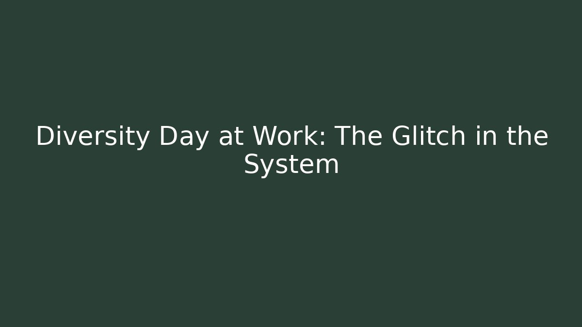 Diversity Day at Work: The Glitch in the System - Critter Realm