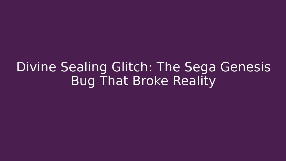 Divine Sealing Glitch: The Sega Genesis Bug That Broke Reality