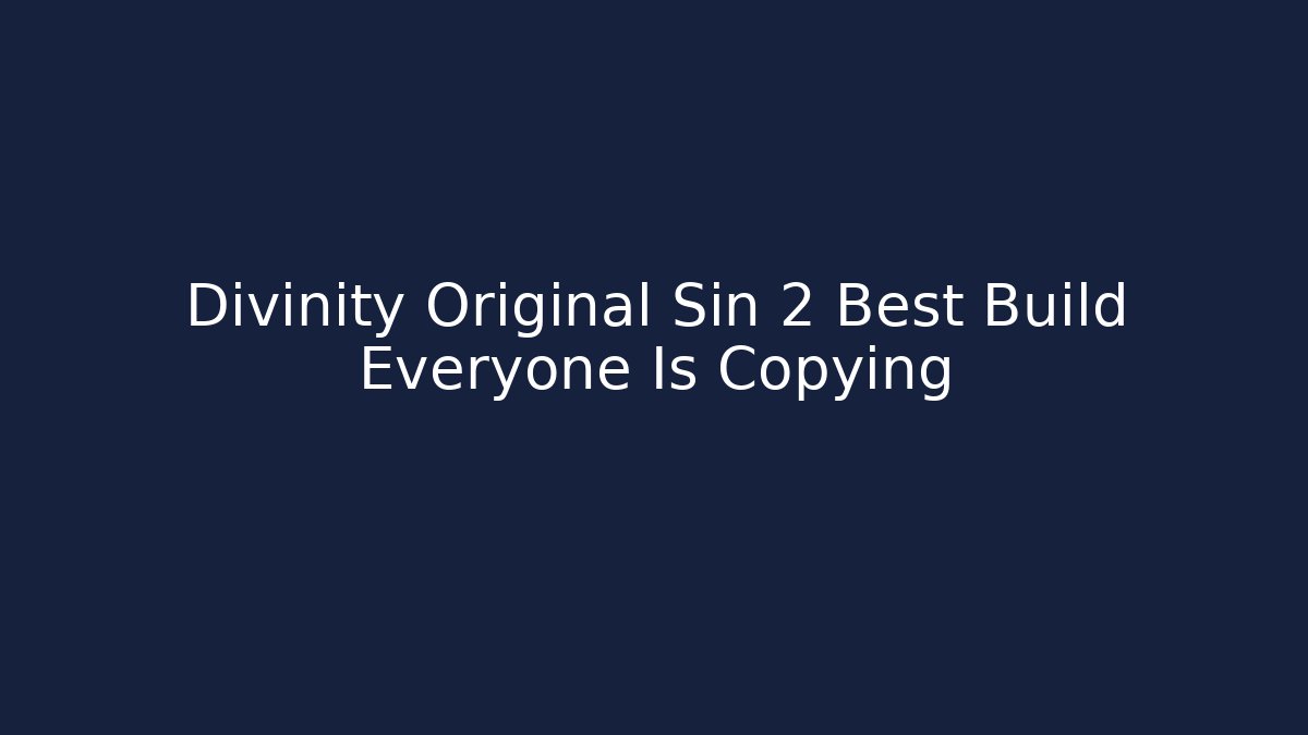 Divinity Original Sin 2 Best Build Everyone Is Copying